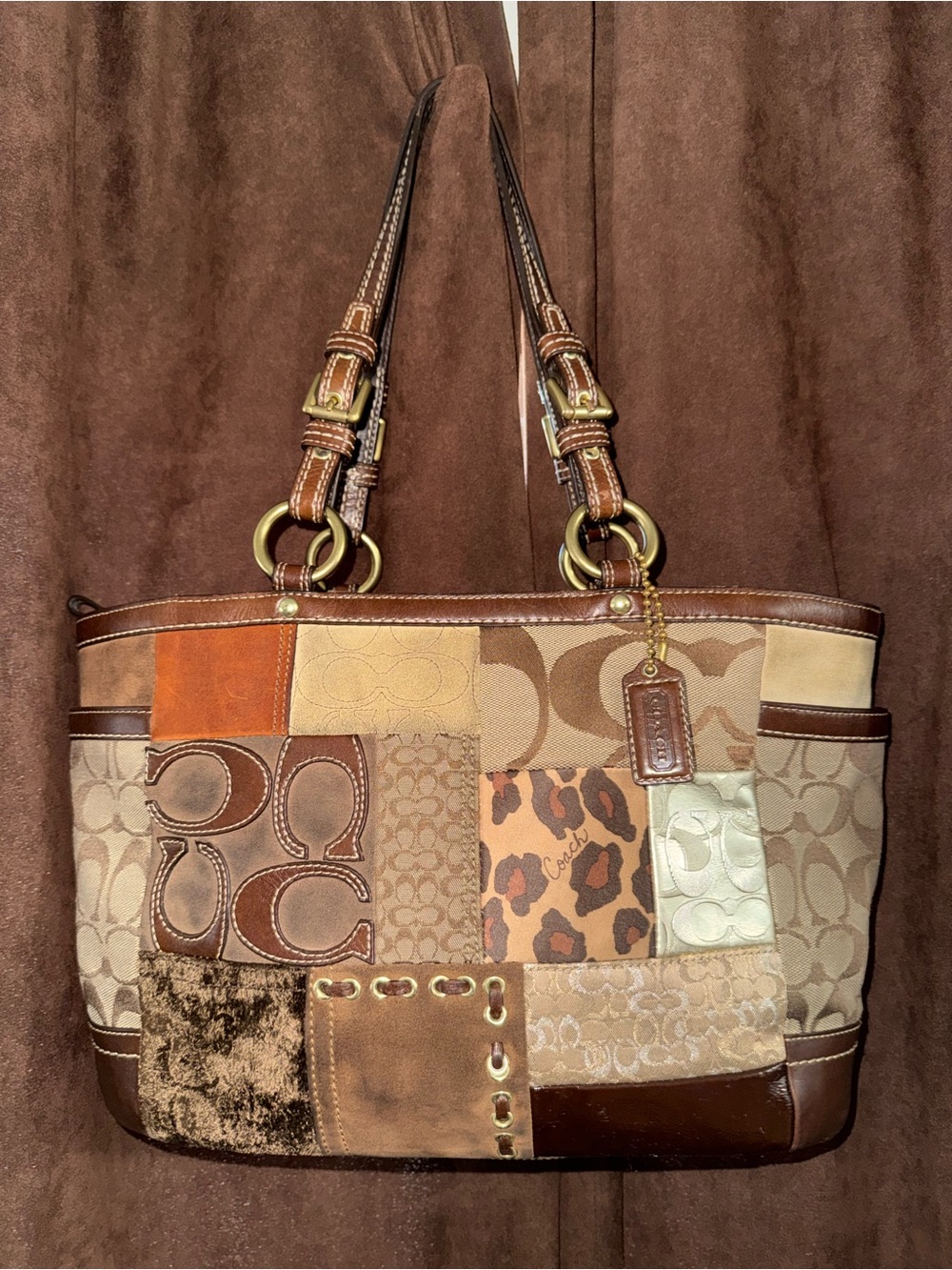 Vintage limited edition Coach Multicolor Canvas and Leather Patchwork iconic Y2K